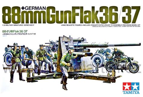 German 88mm Gun Flak 3637 135 00135017 Plastikové Modely A