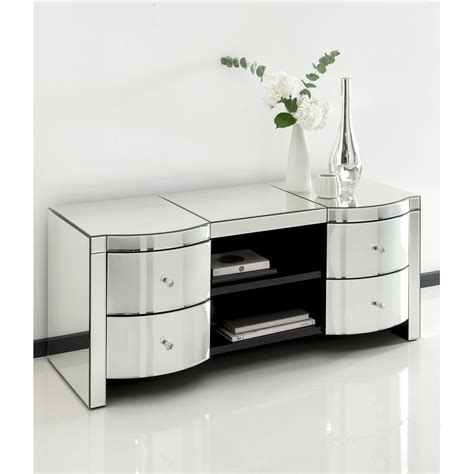 Next day delivery and free returns available. Romano Crystal Mirrored TV Cabinet | Venetian Mirrored ...