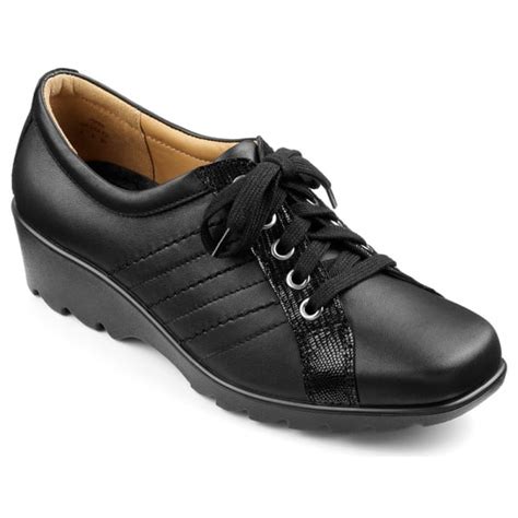 Hotter Womens Pippa Black Leather Lace Up Shoes