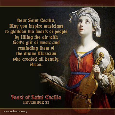 Prayer To St Cecilia Feast Day November 22 Saint Quotes Catholic
