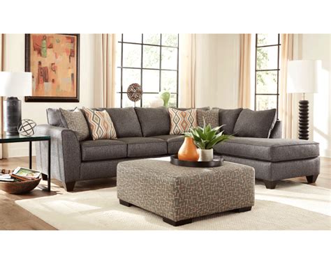 Overstock Furniture Crypton Graphite Sectional Sectionals Living Room