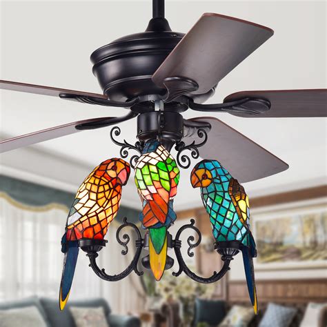 The smart remote control allows you to set three different wind speeds. Korubo 3-light 52-inch Lighted Ceiling Fan Tiffany Style ...