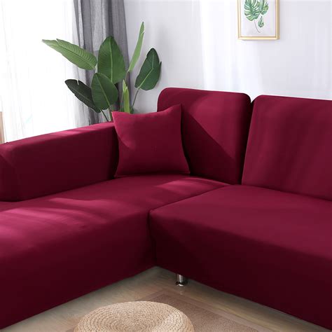2pcs Stretch Elastic L Shape Sectional Corner Couch Slipcover Sofa