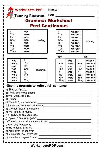 Past Continuous Exercises Activities Grammar Worksheets Pdf
