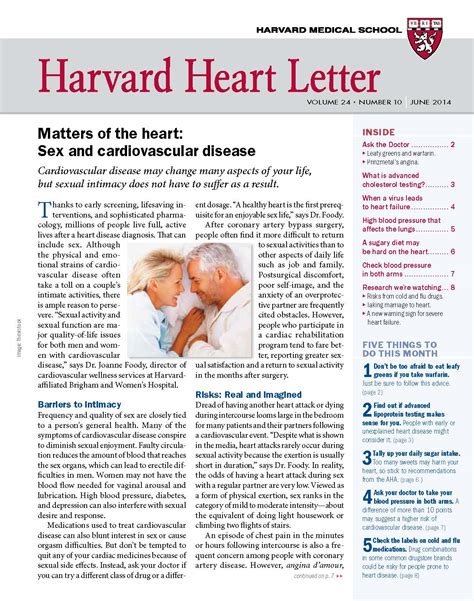 rekindling a healthy sex life after a heart attack from the june 2014 harvard heart letter