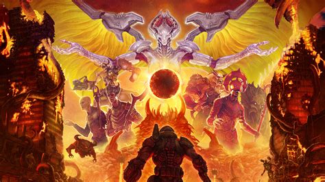 Doom Eternal Slayer And Monsters Uhd 4k Wallpaper Pixelz