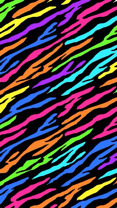 Neon Rainbow Zebra Print Wallpaper