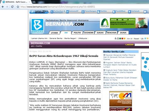 The bankruptcy act 1967 (malay: SOHAIMISHAHADAN: AKTA KEBANKRAPAN 1967 WAJIB DIKAJI SEMULA.