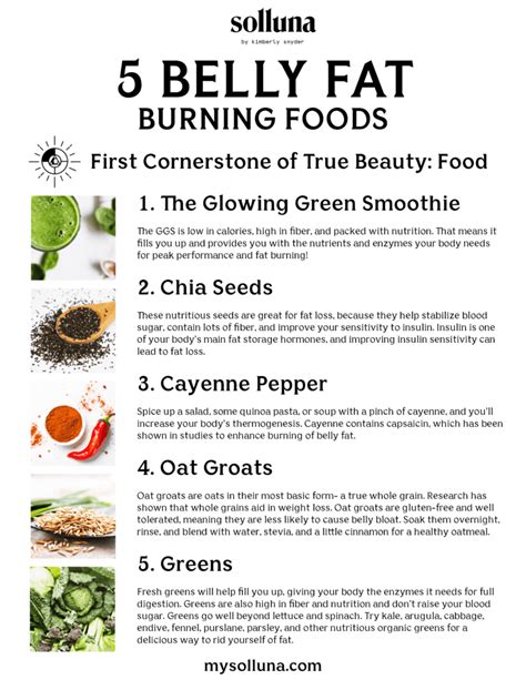 5 Foods To Help You Burn Belly Fat Solluna By Kimberly Snyder