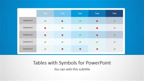 Tables With Symbols For Powerpoint