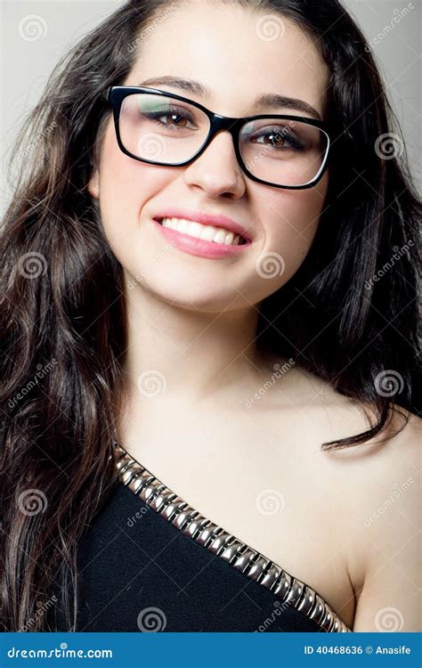 Beautiful Girl With Glasses Smiling Stock Photo Image Of Lips Chic