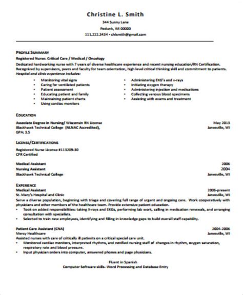 sample graduate nurse resume templates  ms word