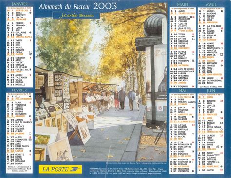 Almanach Des Postes 2003 1er Semestre La Poste Banque Postale