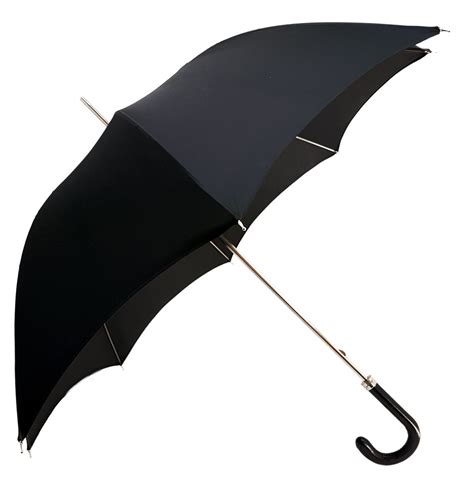 Classic Gentlemens Black Umbrella With Leather Handle Il Marchesato