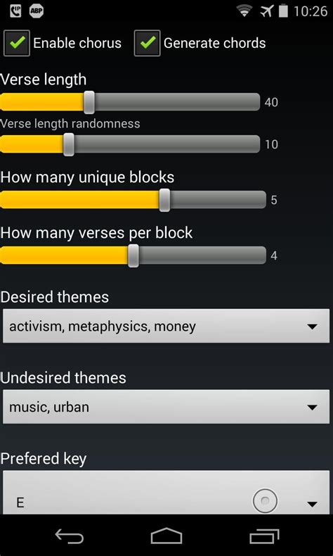 You can choose any random song using this random song generator which helps you sort your dilemas maybe. Random Lyrics Generator for Android - APK Download