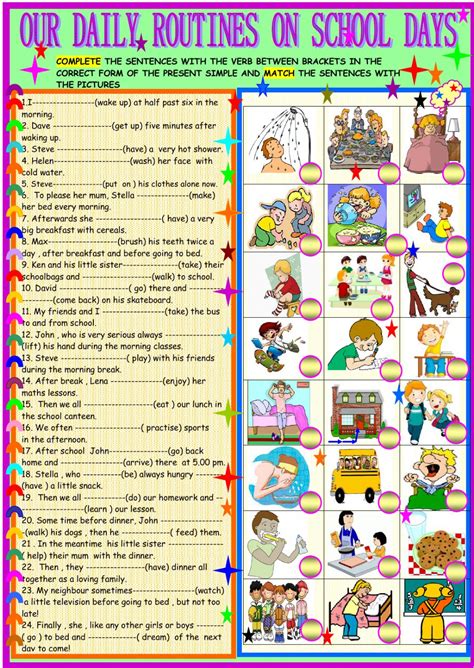Daily routines on school days - Interactive worksheet