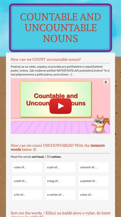 Countable And Uncountable Nouns Interactive Worksheet By Jana