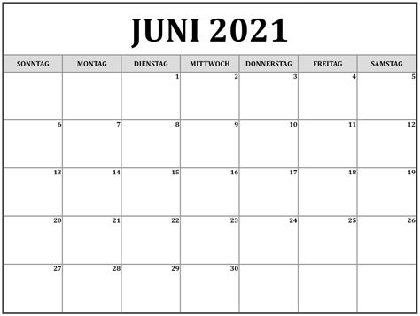 Kostenlos Juni 2021 Kalender Zum Ausdrucken Pdf Excel Word The