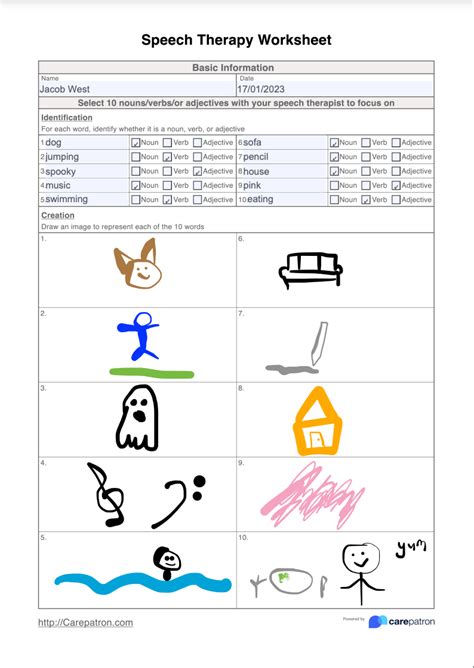 Speech Therapy Worksheet And Example Free Pdf Download