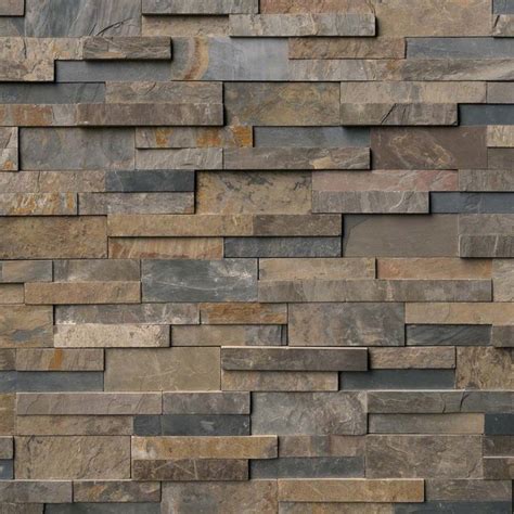Rustic Gold Slate Stacked Stone Splitface Panels 6x24 Panel 10 Sqft