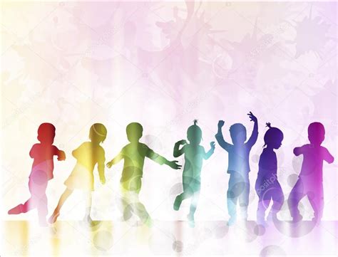 Dancing Children Silhouettes With Background Stock Vector Image By