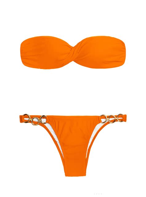 Two Piece Swimwear Dark Orange Bandeau Bikini King Torcido Trio