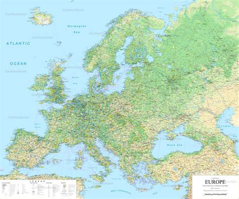 A Detailed Map Of Europe With Its Main Towns Roads Sights And Much