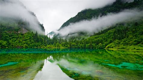 Landscape Of Fog Lagoon Forest Mountain With Reflection On River Hd Nature Wallpapers Hd