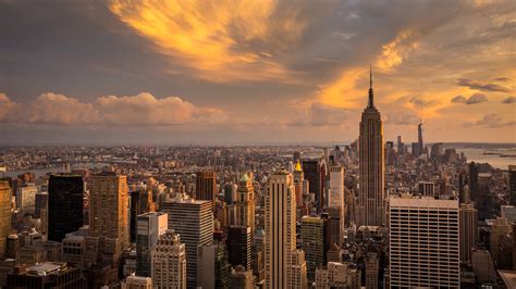 New York City Manhattan Sunset 4k Ultra Hd Desktop Wallpaper