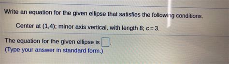 Answered Write An Equation For The Given Ellipse Bartleby