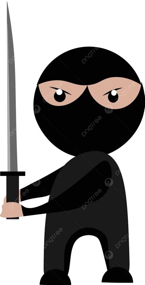 A Ninja Boyvector Or Color Illustration Black Ninja Costume Vector