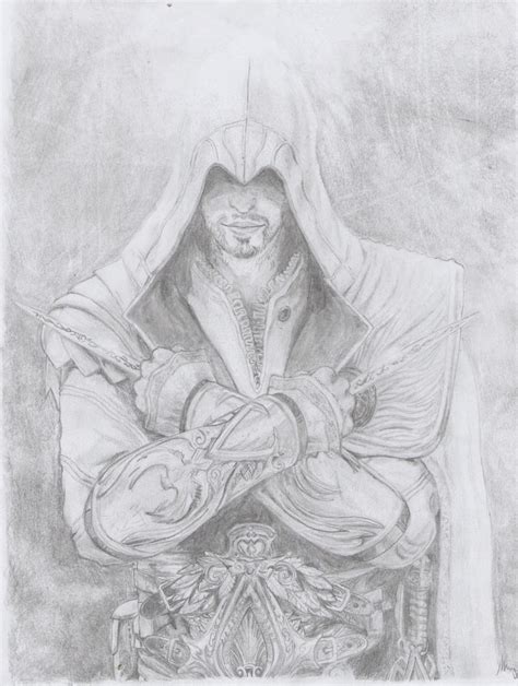 Ezio Auditore Brotherhood Pencil Drawing By I Unknown On Deviantart