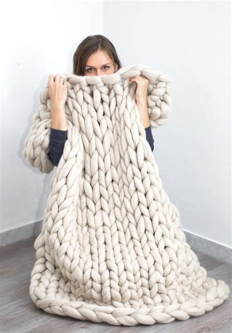 Chunky Blanket Knitted Blanket Merino Wool Blanket Bulky Blanket