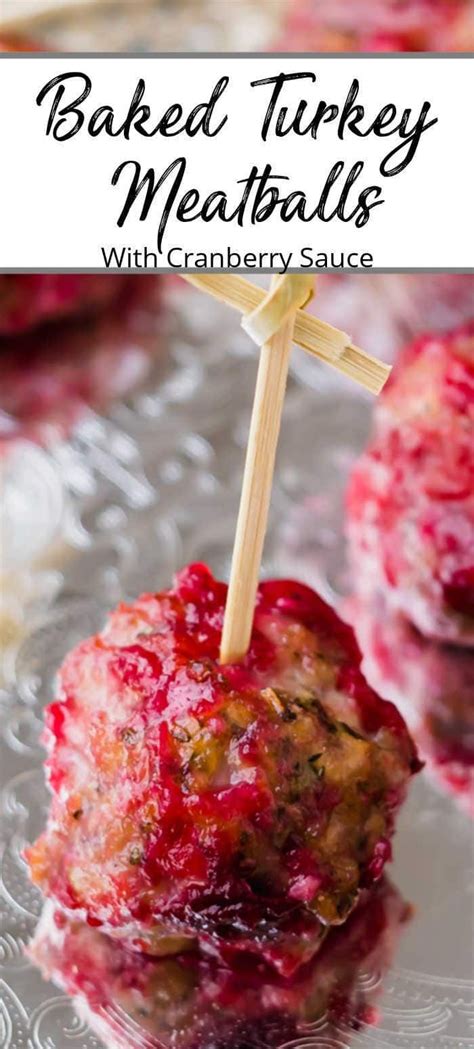 Baked Turkey Meatballs Smothered In Homemade Cranberry Sauce Made With