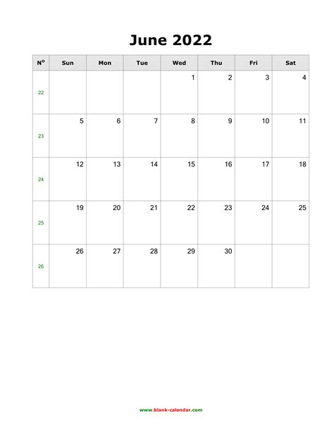 Printable Calendar June 2022 Templates Pdf Word Excel June 2022