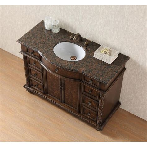Stufurhome 48 In Dark Cherry Undermount Single Sink Bathroom Vanity With Baltic Brown Granite