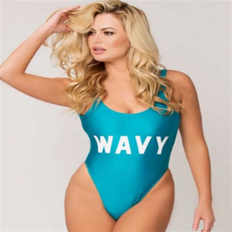 Wavy Funny Letters 2017 Sexy Thong Swim Suit One Piece Swimsuit Women Swimwear Backless Bodysuit