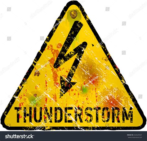 Thunderstorm Warning Sign Heavy Weathered Vector Eps 10 202629547
