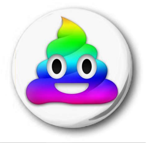 Rainbow Poop Emoji 25mm 1 Button Badge Cute Emoticon Smiley Face