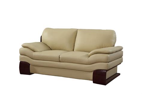 Maci brown beige fabric 3 2 seater sofa set. Beige Premium Leather Match Sofa Set 2Pcs Contemporary ...