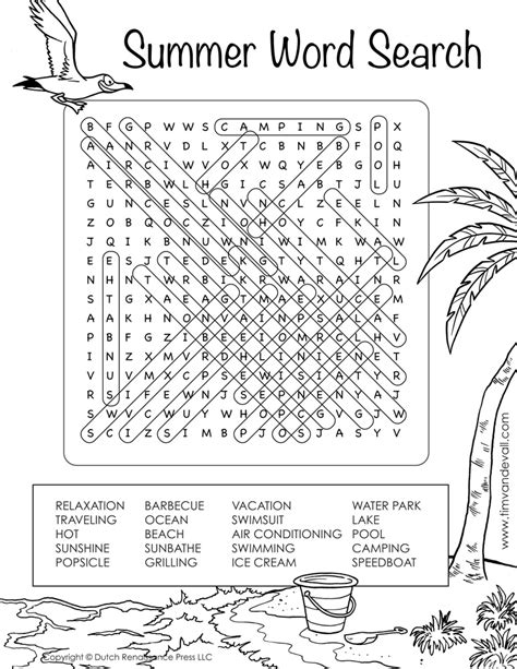 Summer Word Search Coloring Pages