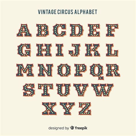 Vintage Circus Alphabet Vector Free Download