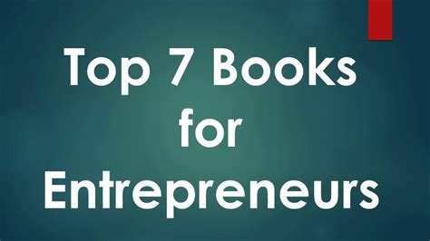 Top 7 Books For Entrepreneurs Youtube