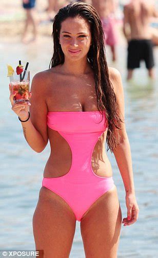 Tulisa Steps Out In A Pink Cutaway Swimsuit As She And Her Friends Take