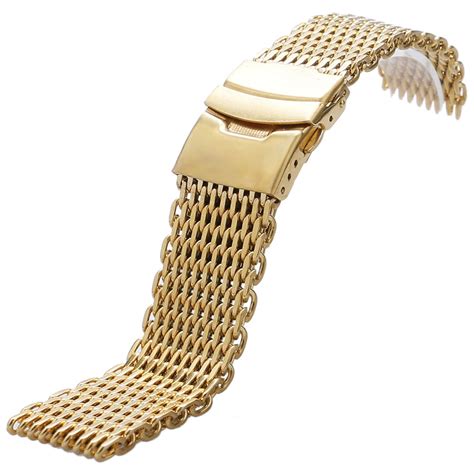 Luxury Golden 18mm 20mm 22mm 24mm Width Stainless Steel Mesh Watch Band