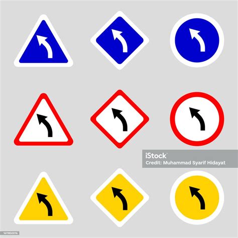 Left Curve Ahead Sign Stock Illustration Download Image Now Arrow