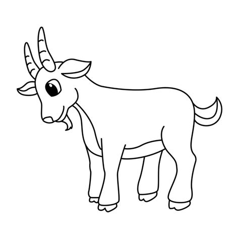 Cute Goat Cartoon Characters Vector Illustration For Kids Coloring