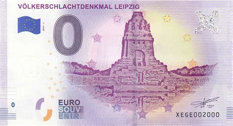 Eine druckvorlage für spielgeld einer real existierenden währung wie dem euro herzustellen, ist rechtlich. 0 Euro Schein Völkerschlachtdenkmal | Souvenirtaler | Souvenirtaler