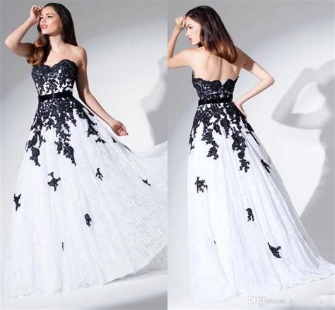 Discount Black Lace Wedding Dress Black And White Wedding Dresses
