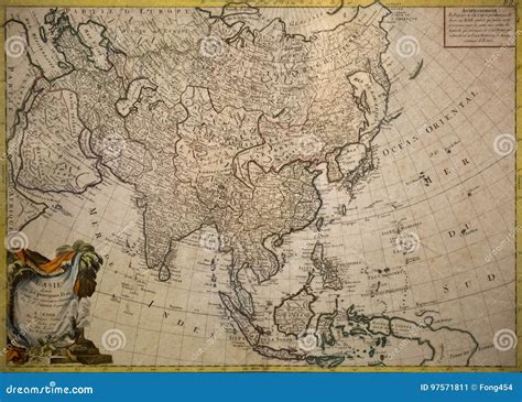 Old Map Of Asia Editorial Photo Image Of Print Pattern 97571811